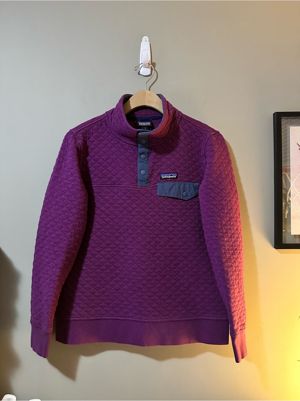Patagonia Men’s Quilted Snap Pullover - Deep Purple with Navy Accents